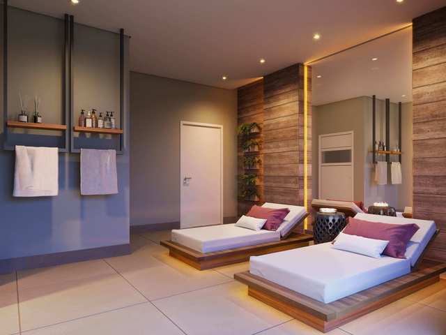 Espaço Relax com sauna (perspectiva 3D)
